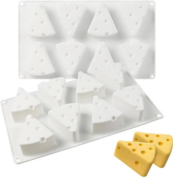3D ostformede silikone bageforme til moussekage, 8-hullers chokoladebageplade til franske desserter, budding, is og stearinlys.