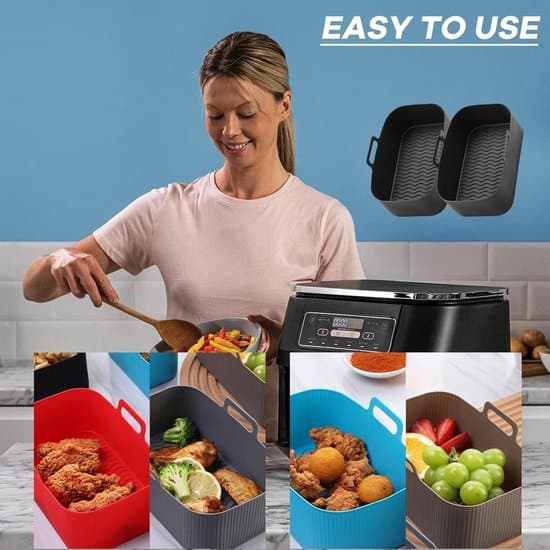 Silikoneindsatser til Ninja airfryer dobbeltkamre - Sort - 2-pak