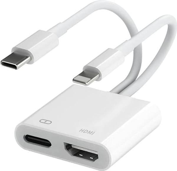 Dobbelt Lightning og Type-C til HDMI digital lyd-/video 1080P adapterkabel til iPhone og iPad