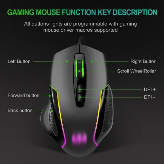 Gamingmus - Ergonomisk - 6400 DPI - Svart