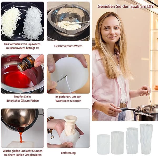 Silikone Lysforme – 3D Håndlavede Silikone Lysforme, DIY Duftlys Støbeforme, Genanvendelige Hjemmeindretnings Lysforme
