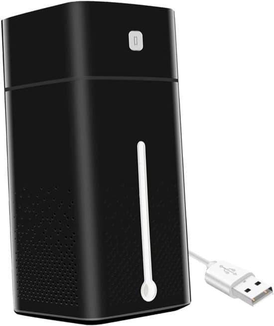 Mini lydløs USB-luftfugter med multifunktionelt LED-lys – velegnet til kontor, bil og hjem – kompakt og bærbar luftdiffuser – sort.