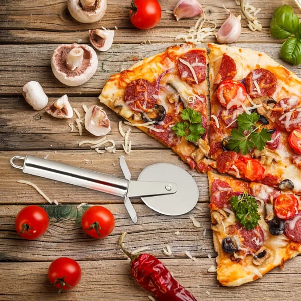 4-delt pizzaskærersæt i rustfrit stål