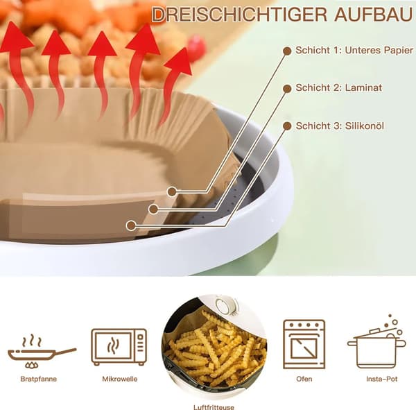 100 ark non-stick bagepapir til airfryere og ovne
