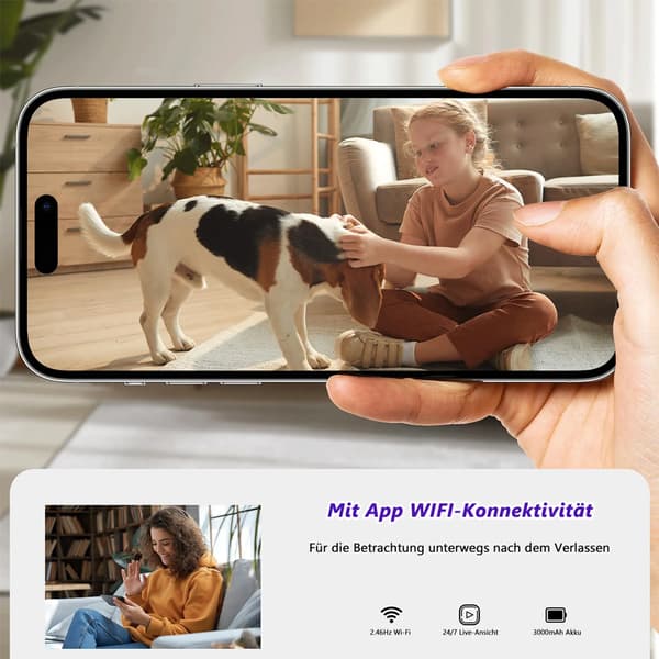Minikamera, 1080P inomhusövervakningskamera, stöder realtidsöverföring, mobilapp