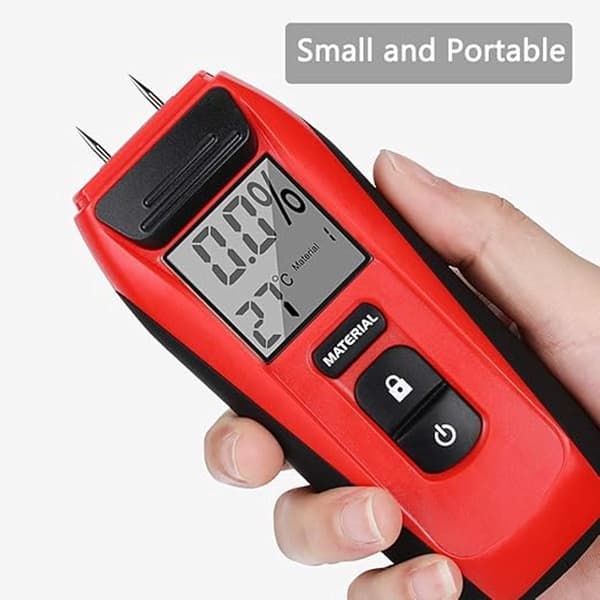 Professionell hygrometer för trä, byggmaterial, ved och väggfuktdetektering.