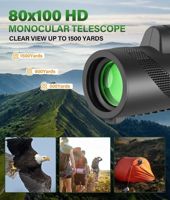 Smartphone Teleobjektiv, 80x100 Zoom Monokulär med Stativ