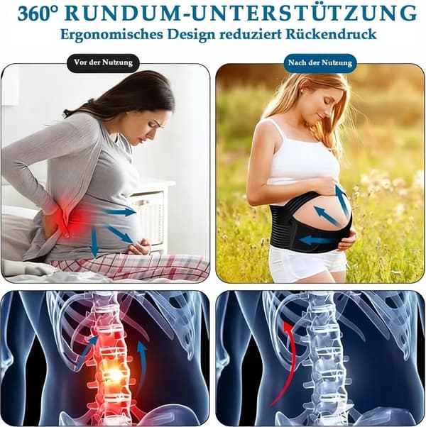 Justerbart graviditetsbälte, justerbart graviditetsmidjeband, elastiskt magstöd, andningsbart (XL)