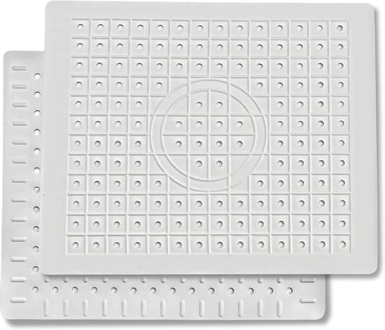 Køkkenvaskemåtte, 30 x 25 cm, rektangulær afløbsnetbeskytter til vaskebund, 2 stk. (hvid).