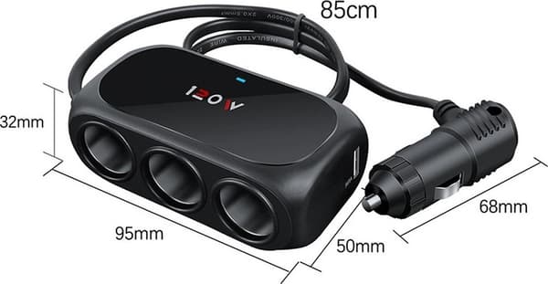 12v Adapter - USB Biloplader - Bilfordeler - Sort