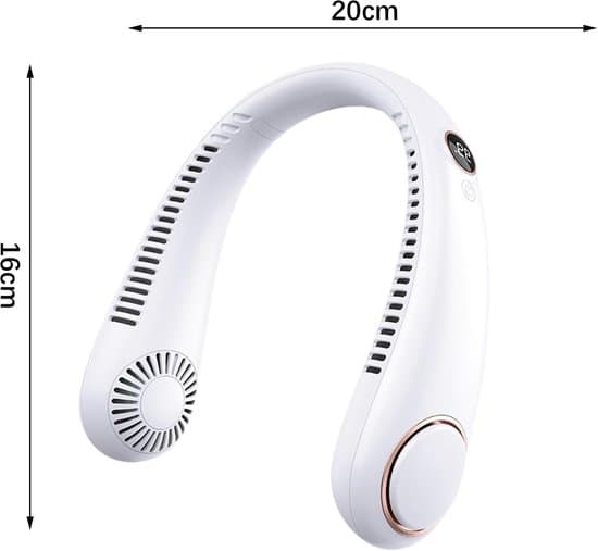 Bladeless halsventilator, 5 hastigheder, display, genopladelig, blå