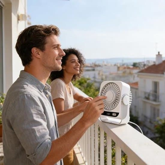 Bordventilator med køleelement, miniventilator, digitalt strømdisplay, luftkøler, USB-ventilator, mini-aircondition, vandkølet, hvid