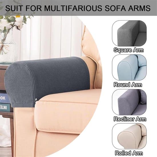 2-pack elastiska soffarmstödsskydd - Skyddande/stretch - Vit
