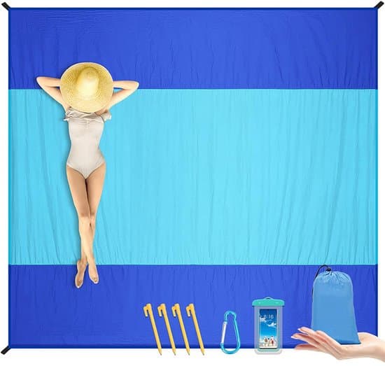 Badehåndklæde - sand- og vandafvisende - 200 x 210 cm - blå