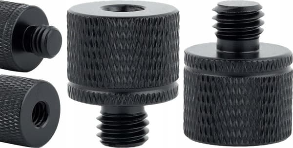 5 M8 til 1/4 tomme stativadaptermuffer, lavet af aluminiumslegering, sort.