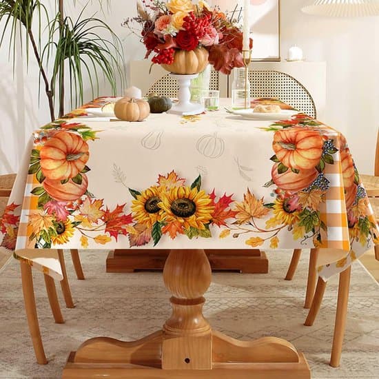 152x213 cm Rektangulär Höstduk med Orange Pumpamönster