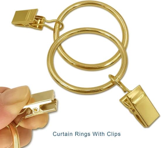 40-pak guldfarvede metalgardinclips med ringe og kroge