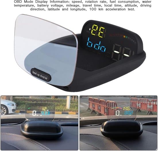 Head-up Display (HUD) til køretøjer, ABS, PC, stor skærm, egnet til OBD- og GPS-dobbeltsystemer