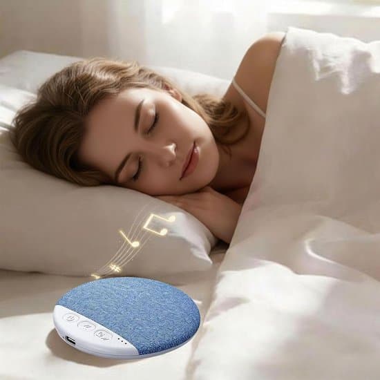 Platt Bluetooth-högtalare under kudden med vitt brusmaskin och timer (blå)