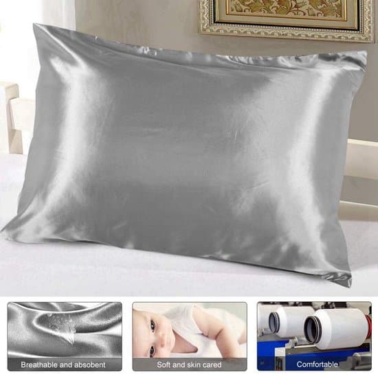 2 kpl 51x76cm silkkiset satiinityynyliinat - hopeanharmaa