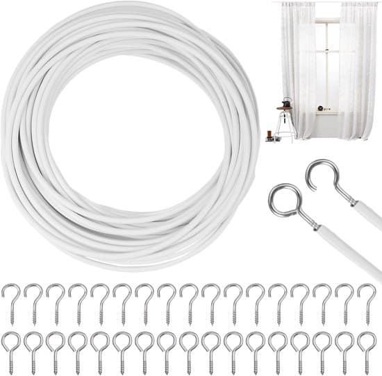 10m Gardinspiraltråd/Kabel - Spännfjäder + Fästen