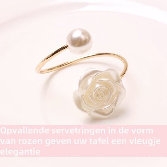 6 rosenformede servietspænder - til middage, helligdage, bryllupper, middagsselskaber og borddekorationer - Guld