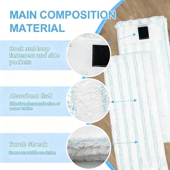 3-delad moppbytesförpackning, mikrofiber våt- och torra dukar, för släta golv, trä, sten, kakel - Vit