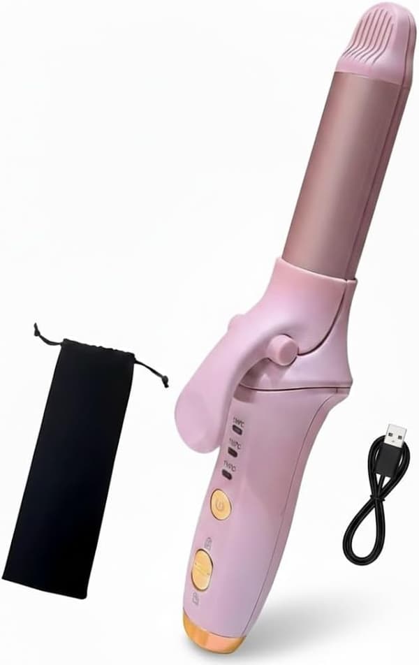 Bärbar locktång med kontakt - Rosa