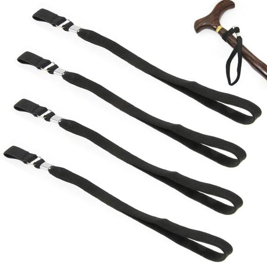 4-pack 25 cm svarta elastiska ersättningsremmar för käppar med halkfria ringar