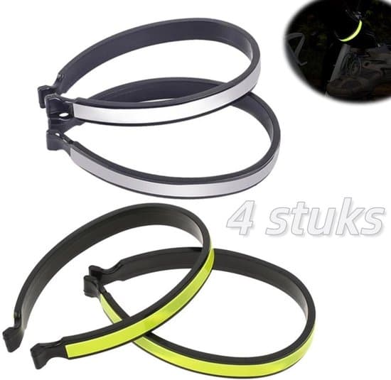 2-par 60 mm reflekterende elastiske ankelcykelsikkerhedsstropper - sort