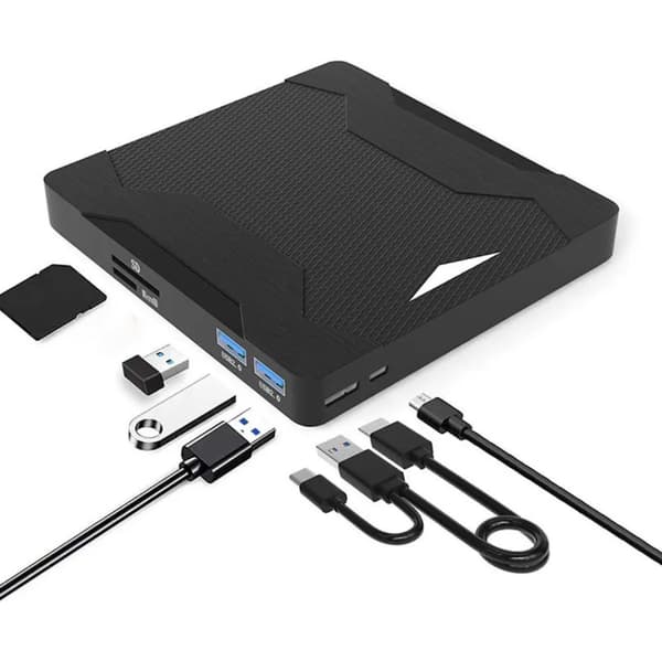 5-i-1 extern CD/VCD-enhet, den är kompatibel med bärbara datorer, PC, MacBooks samt Windows- och Linux-system