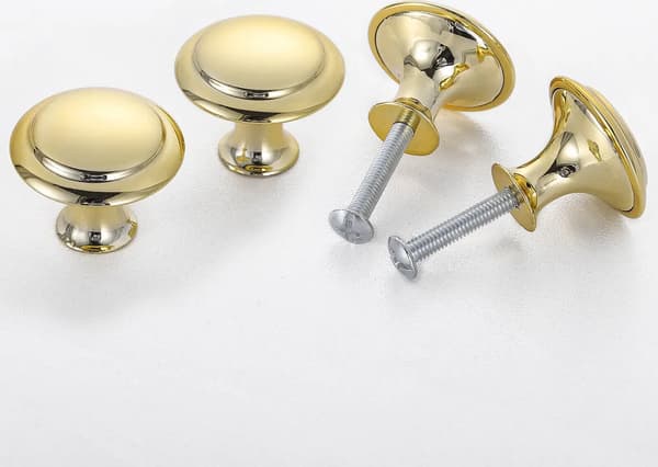 20 møbelknopper, møbelgreb, skabsknopper, dørgreb, guld