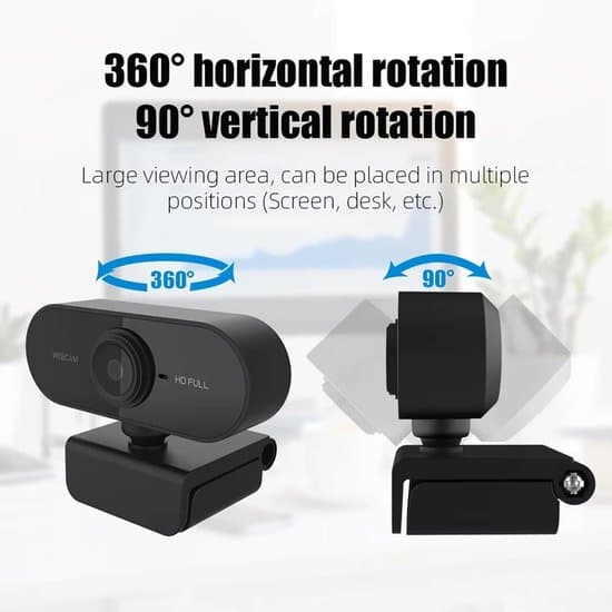 1080P Full HD Professionelt Computerwebcam med Mikrofon til Bærbare og Stationære Computere, Sort