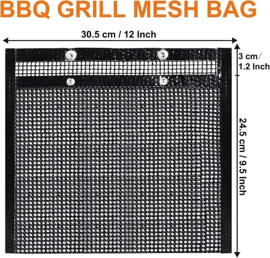 2-pak sorte 30 x 24 cm non-stick udendørs BBQ-grillposer i net