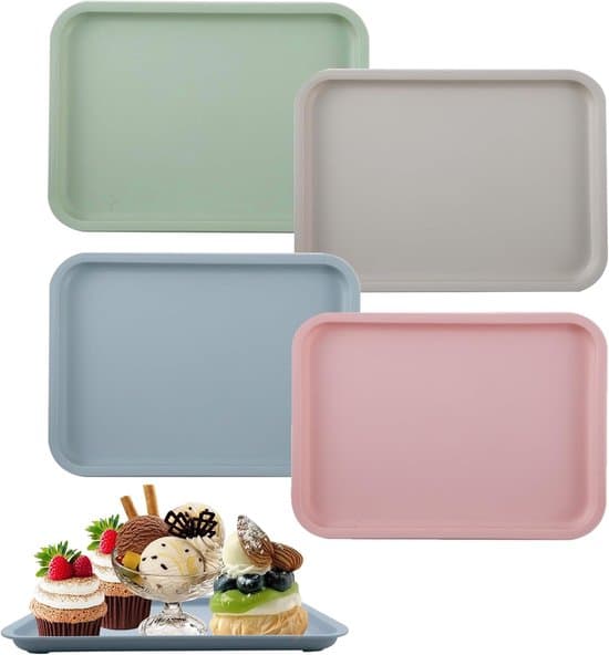 Brickor - set om 4 - rektangulära - halkfria - 25 x 18 x 1,5 cm - diskmaskinssäkra