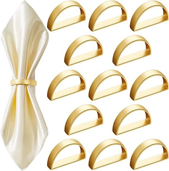8-pack servettringar i träpärlor, matt guld, bords- och bröllopsdekorationer.