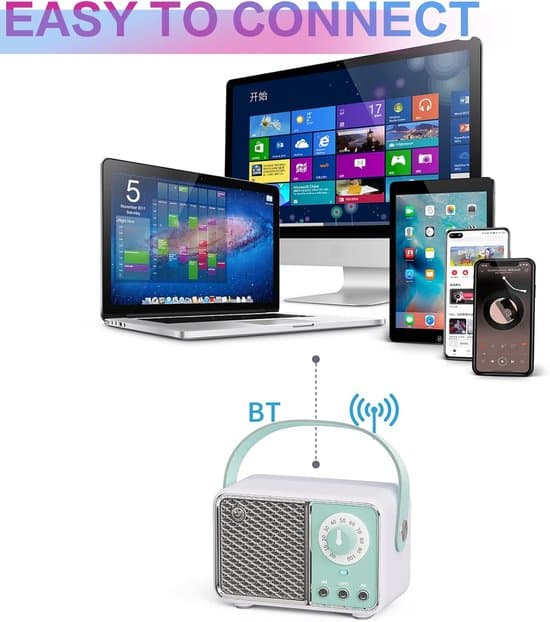 Retro Bluetooth-högtalare, söt retro trådlös högtalare, blågrön