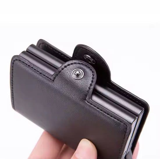 Minimalistisk Svart Kolfiber RFID Stöldskydd 14-Korts Plånbok