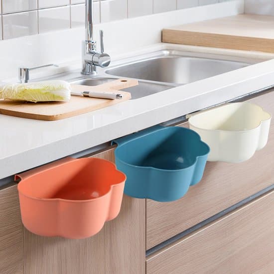 Köksskåpsdörr sopkorg set, 3 delar, 23x18x9 cm, Blå/Vit/Rosa