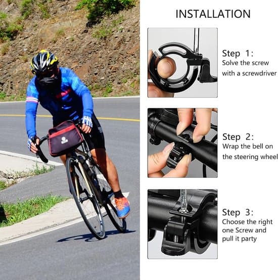 Cykelklokke - Klassisk aluminium sprød ring - 22mm diameter - Sort