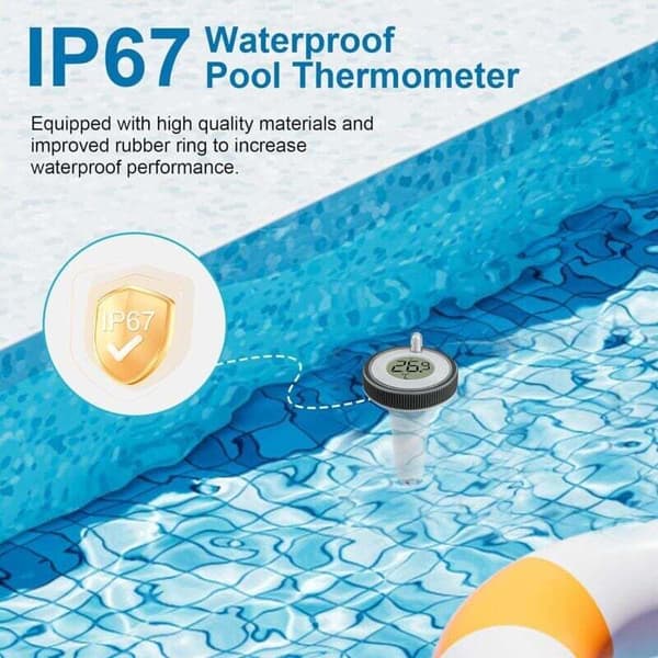 Trådlös pooltermometer. Trådlös flytande digital pooltermometer. Vattentät pooltermometer. Vattentermometer för inomhus/utomhus. för...