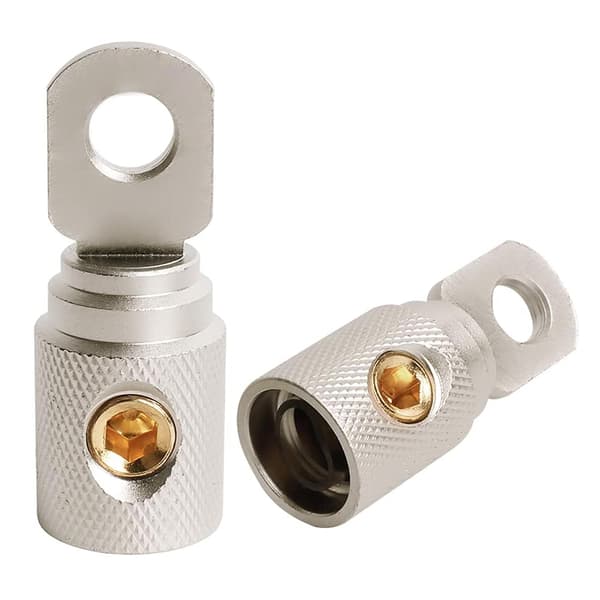2-pack med 0GA ringklämmskruvar, batteriringterminaler, lämpliga för 0-2 gauge kablar.