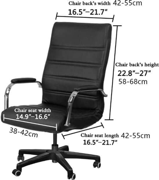 Kontorsstolsöverdrag - Elastiskt datorstolsöverdrag med armstöd - Storlek L - Gråbrun - Polyester