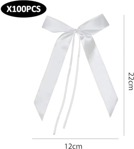 100 Bröllopsbilsdekorationer - Vit - 12 x 22 cm - Polyester