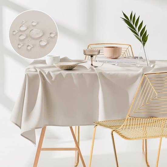 Vattenavvisande duk / soffbordsduk (100x160 cm) – Beige, linne-look, fläckresistent och lättskött