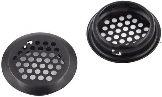 Runde ventilationsgitre i rustfrit stål, konvekse ventilationsgitre, velegnet til køkkenskabe og garderobeskabe, 30 stk. (sort).