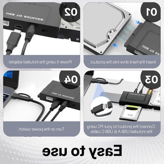 USB 3.1 till IDE/SATA hårddiskadapter, för 2,5-tums/3,5-tums hårddiskar/SSD:er, utrustad med 12V/2A strömförsörjning, för Windows/MacOS/Linux-system,...