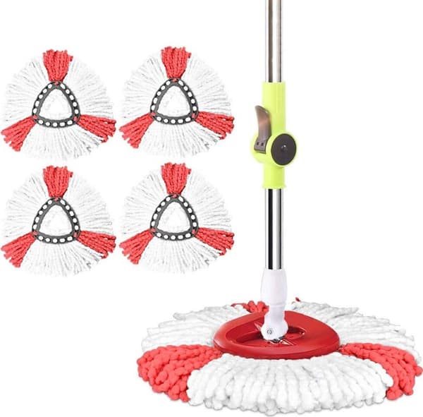 4 erstatningsmoppehoveder, 2-i-1 moppeerstatningshoved, spinmoppeerstatningshoved, mikrofiber spinmoppe, 360° gulvmoppe, kompatibel med Vileda