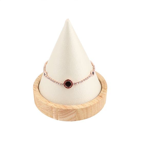 Konformad bambuarmbandshållare (beige), lämplig för mässor.