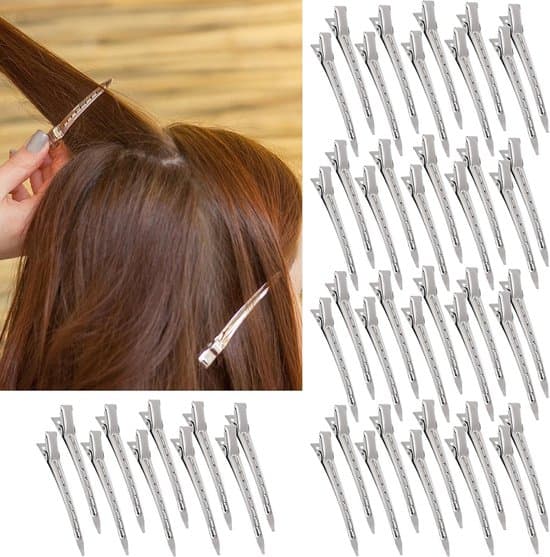 50-delade silverfärgade ankklämmor för hårstyling och lockar